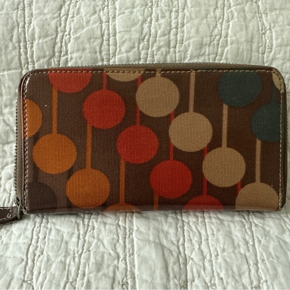 ORLA KIELY Large Coated Zip Around "Lollipop" Wallet RARE PRINT